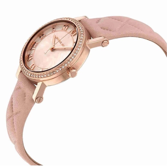 Michael Kors Women's Petite Norie Pink Leather Watch MK2683 - Picture 4 of 14